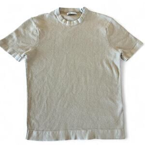 Zara Short-Sleeve Beige Knit Sweater